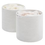 Mand gevlochten set van 2 katoen, speelgoedopslag voor kinderkamer, opbergmand, mand voor woonkamer, slaapkamer, 28 (D) x 28 (H) cm, wit