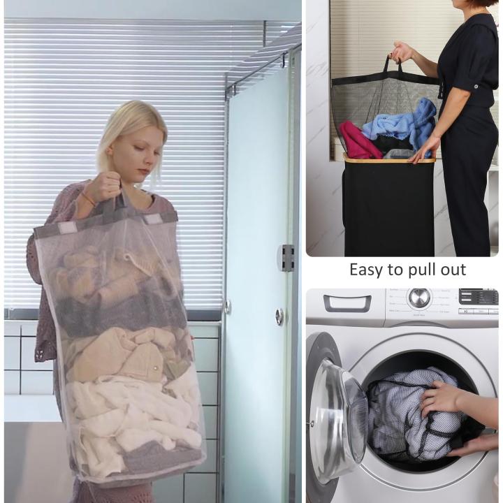 efluky Wasmand met wieltjes, 100 liter, XL wasmand met deksel met uitneembare en wasbare binnenzak, beige wasmand, extra groot, van bamboe, voor bijkeuken, slaapkamer, badkamer
