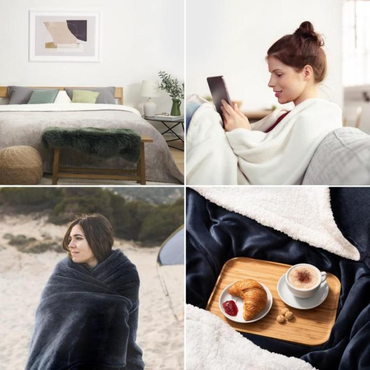 pluizige Sherpa deken - hoogwaardige deken, fleece deken, superzachte fleecedeken als bankhoes, sprei of woonkamerdeken, 130 x 150 cm, Grijs