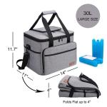 ALLCAMP Koeltas, 30 liter, opvouwbare picknicktas, thermotas, isolerende tas, koelmand, koelbox, isolatiebox met 2 koelaccu's, grijs
