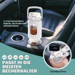 Glazen waterfles, 960 ml, fles met rietje en deksel, drinkwaterfles met handvat, ijskoffiebeker met tijd- en watermarkering en siliconen hoes, BPA-vrij, lekvrij, wit