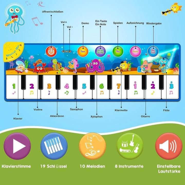 Pianomat, dansmat, muziekmat, kinderspeelgoed vanaf 1 jaar, babyspeelgoed, educatief speelgoed, cadeau, 1 jaar, voor jongens en meisjes van 2 tot 4 jaar, 110 x 36 cm