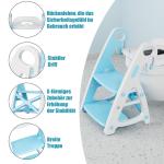 Toiletbril voor kinderen met trap, 2-in-1 babytoiletbril met opstapkruk, driehoekige standaard, stabiele potjetrainer met verstelbare trede en zithoogte, PU gevoerd, vergrote trede