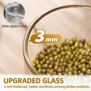 Set van 5 Glazen Voorraadpotten met Bambus Deksel,Luchtdichte Potten Kruidenpotjes Glazen Potten voor Voedsel,Pasta,Poeder