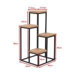 Plantenstandaard Ameland 67x34x34 cm zwart en houtkleurig