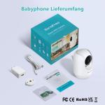 2K/3MP/4-zoom babyfoon met camera en app, babymonitor 2,4 GHz wifi, compatibel met Alexa, twee-weg audio en IR-nachtzicht, schreeuw- en bewegingsdetectie, 14 wiegliedjes