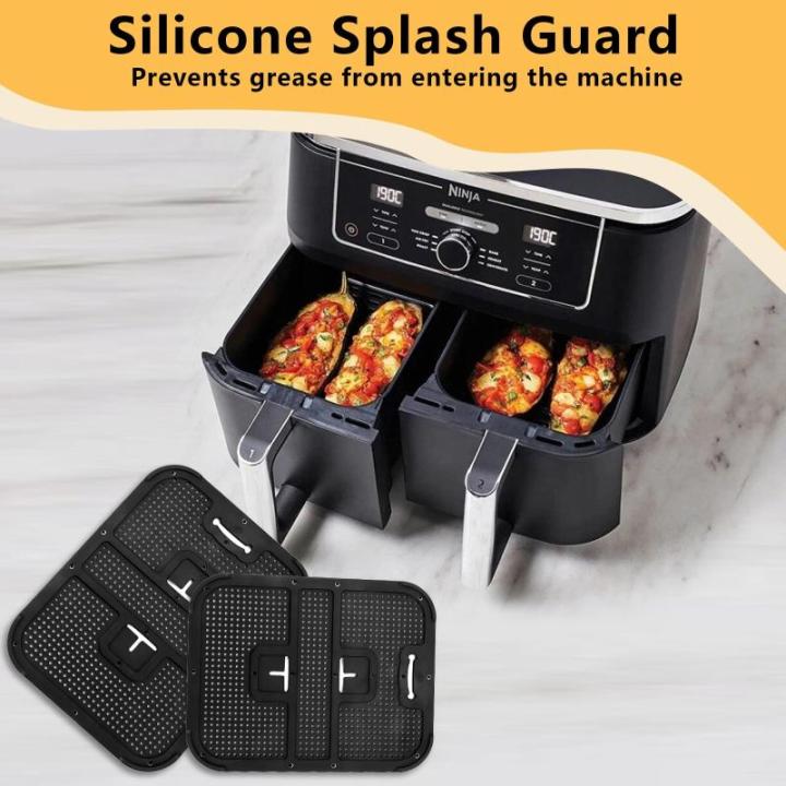 2 stuks herbruikbare siliconen spatbescherming, siliconen vorm, spatbescherming voor Ninja Foodi Max Dual Zone AF400EU, spatbescherming voor friteuses ter bescherming van verwarmin