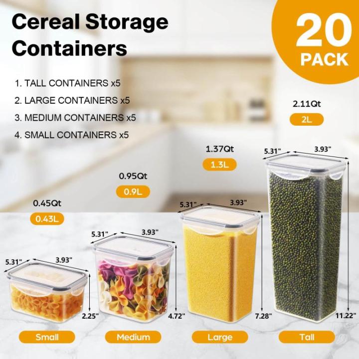 20PCS Voedselopslagcontainers met Deksels, Luchtdichte Plastic Voedselcontainers, 100% Lekvrij, Reuasable & Vaatwasser, Keuken & Pantry Organisatie