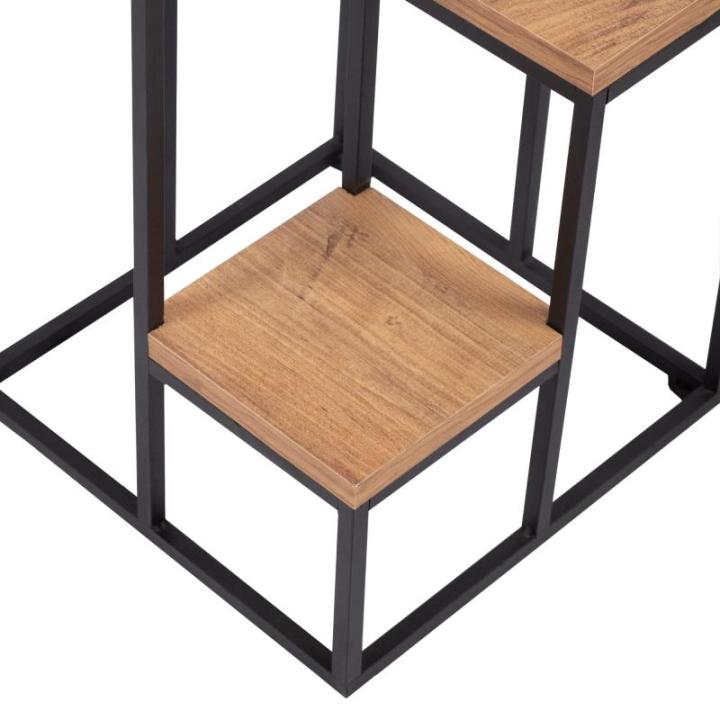 Plantenstandaard Ameland 67x34x34 cm zwart en houtkleurig