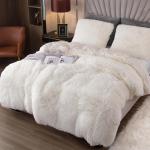Pluche beddengoedset, 135 x 200 cm, flanel, wollig, dekbedovertrekset voor bed, shaggy en pluche, zachte dekbedovertrekken en 1 kussensloop 80 x 80 cm (wit)
