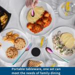 Bestekset 60 delig voor 12 personen, Titanium regenboog beplating Bestekset inclusief dinermessen, dinerscheppen, dinervorken, theelepels, dessertvorkjes