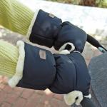 Kunstschaapsvacht Handschoenen voor Wandelwagen, Fleece Kinderwagen Hand Muff, Warm Kinderwagen Handwarmer, Winter Winddicht Wasserdicht Extra Dik Handschoen Kinderwagen, Zwart