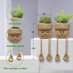 Mini-planten, vetplanten, kunstplant, klein met schattige smiley-pot, voor badkamer, keuken, hal, vensterbank, nachtkastje, decoratie