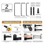 Bozvloh Handdoekhouder zonder boren voor badkamer, zwart, 60 cm, 3-delige aluminium handdoekstang, gastendoekhouder, wand, zelfklevend, voor badkamer, keuken, toilet