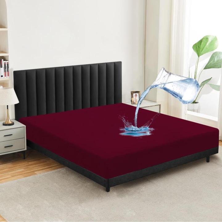Matrasbeschermer, waterdicht, 90 x 200 cm, incontinentie-hoeslaken, ademend, matrasbescherming, hoeslakens, incontinentie-onderlegger, wasbaar op 60 °C, rood