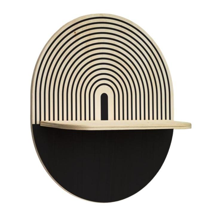 Wandplank van hout, decoratief hangrek, zwevend rek voor woonkamer, plank, kinderkamer, slaapkamer, rond rek voor muren, 33 x 38 cm