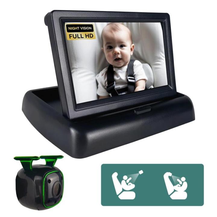 Autocamera voor baby's, 1080p, met nachtzicht, voor de achterbank naar achteren gerichte achterbank, eenvoudige installatie