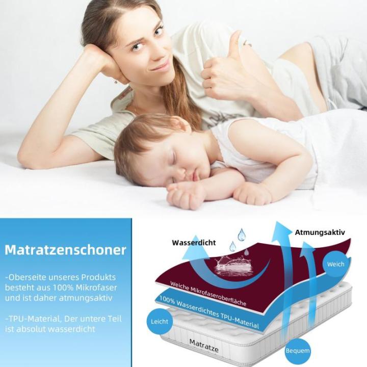 Matrasbeschermer, waterdicht, 90 x 200 cm, incontinentie-hoeslaken, ademend, matrasbescherming, hoeslakens, incontinentie-onderlegger, wasbaar op 60 °C, rood