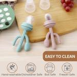 Set van 2 babypap, invriescontainers en 3 stuks babyfruitzuigers met 3 maten zakken, siliconen ijsblokjeshouder baby fruitzuiger, aanvullende voeding, invriezen container voor baby