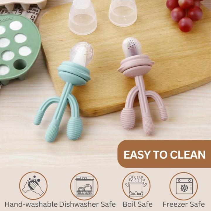 Set van 2 babypap, invriescontainers en 3 stuks babyfruitzuigers met 3 maten zakken, siliconen ijsblokjeshouder baby fruitzuiger, aanvullende voeding, invriezen container voor baby