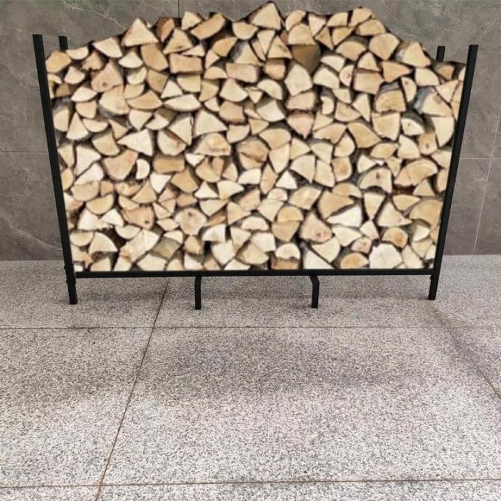 Brandhoutrek van 1,2 m, zwaar houten rek voor de opslag van brandhout, houten opbergrek van metaal, brandhoutrek voor binnen en buiten
