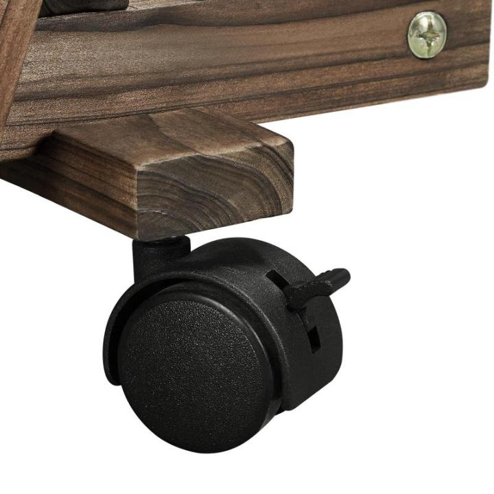 Plantenrek houten bloemenstandaard met wieltjes, plantentrap, bloemenrek voor de tuin, balkon, bloementrap, houten rek, meerdere verdiepingen, 97 x 33 x 101 cm
