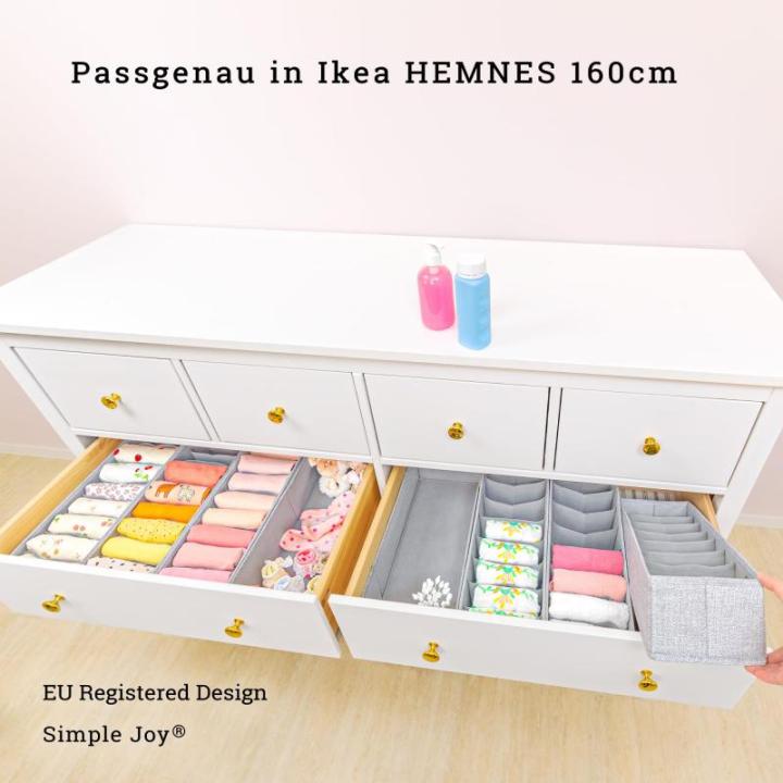 HEMNES Dubbele organizer voor IKEA-commode; het origineel; perfecte pasvorm; stabiele bodem; opbergsysteem voor luierbenodigdheden, kinderkleding, sokken, ondergoed; set van 8