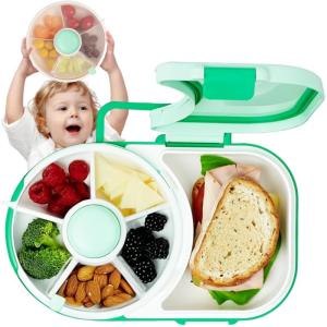 Kindersnackspinnerbundel met Deksel, Multifunctionele Babysnackcontainers met Draagbare Boxkit, Veilig Afgesloten Snackdispenser voor Peuters, Thuis (GREEN)