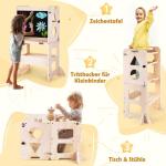 3-in-1 leertoren voor kinderen, inklapbare opstapkruk met bord, leertoren voor kinderen, voor keuken, tafel, badkamer
