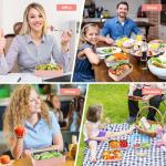 Bento Box, lunchbox, broodtrommel met vakken, 2 niveaus, met 2 stuks milieuvriendelijke PP en roestvrijstalen containers, met vork-lepelverdelers, draagtas, voor kinderen en volwas