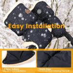 Kunstschaapsvacht Handschoenen voor Wandelwagen, Fleece Kinderwagen Hand Muff, Warm Kinderwagen Handwarmer, Winter Winddicht Wasserdicht Extra Dik Handschoen Kinderwagen, Zwart