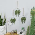 Opknoping Plant Kunstmatige Vetplanten Nep Koord van Parels Planten 30 cm in Houten Pot voor Indoor Outdoor Muur Decor (1 ST)