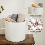Mand gevlochten set van 2 katoen, speelgoedopslag voor kinderkamer, opbergmand, mand voor woonkamer, slaapkamer, 28 (D) x 28 (H) cm, wit