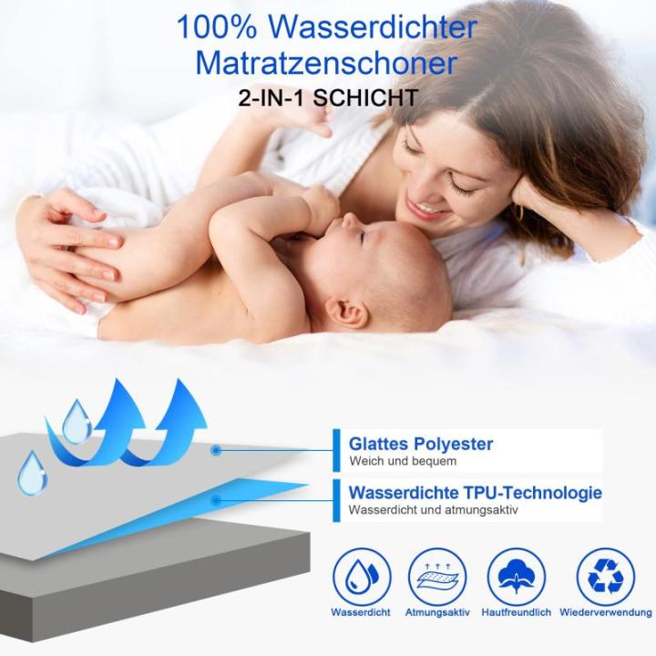 Matrasbeschermer Waterdicht 90x200cm hoeslakens, ademende matrashoes waterdichte Matrastopper vochtwerende hoeslakens - Grijs