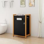 AdelDream Wasmand, van bamboe, wassorteerder, wasverzamelaar, 3 vakken, waswagen met afneembare waszak, wasbox, 150 liter, zwart