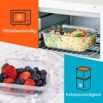 Vershouddozen met deksel, set van 2 tupperdozen, 1040 ml, glazen containers met deksel, herbruikbaar, maalvoorbereidingsdozen, glasluchtdicht, lekvrij, organizer voor keuken en res