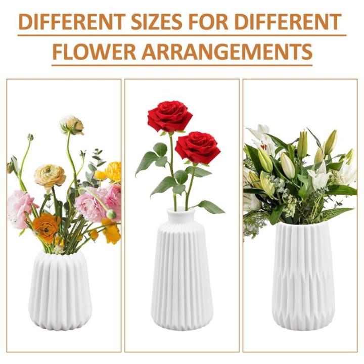 3 stuks witte keramische moderne keramische versierde keramische vaas hoge onregelmatige vorm voor het inbrengen van gedroogde bloemen voor eettafel woonkamer (10/15/17 cm)