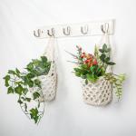 Macramé plantenhangers, set van 3, boho, decoratie, hangmanden, wandvazen en hangbloempotten, voor binnen en buiten, tuin, balkon, raam, woonkamer, beige