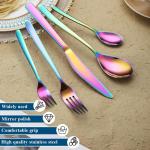 Bestekset 60 delig voor 12 personen, Titanium regenboog beplating Bestekset inclusief dinermessen, dinerscheppen, dinervorken, theelepels, dessertvorkjes