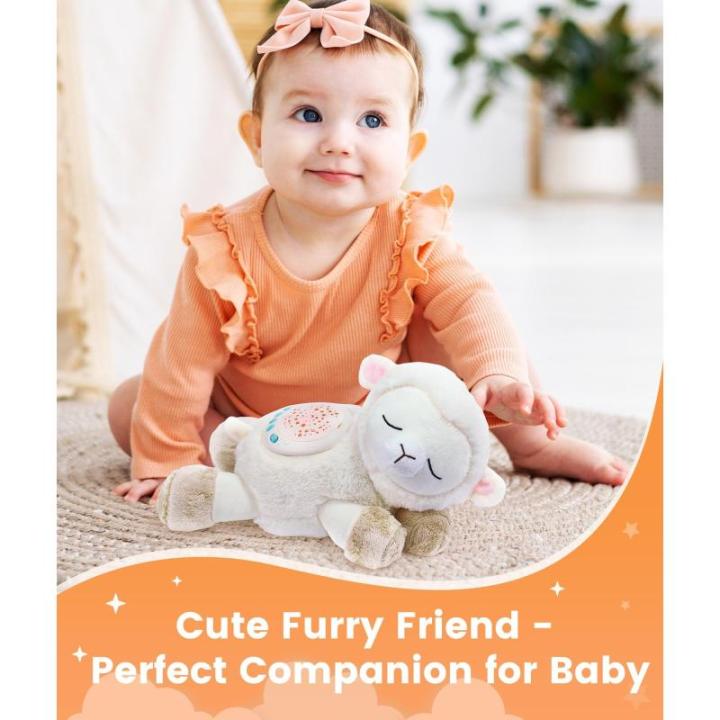 3-in-1 inslaaphulp voor baby's, schaap, knuffeldier met muziek en licht, witte ruismachine met nachtlampprojector, babyspeelgoed vanaf 0 maanden, babycadeau voor pasgeborenen