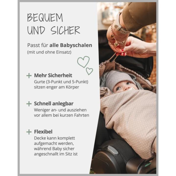 Wikkeldeken voor babyzitje, 100% Oeko-Tex-materialen, ideaal voor herfst en winter, bloemengroen (Made in EU), babydeken voor kinderzitje of kinderwagen, behaaglijke deken voor bab