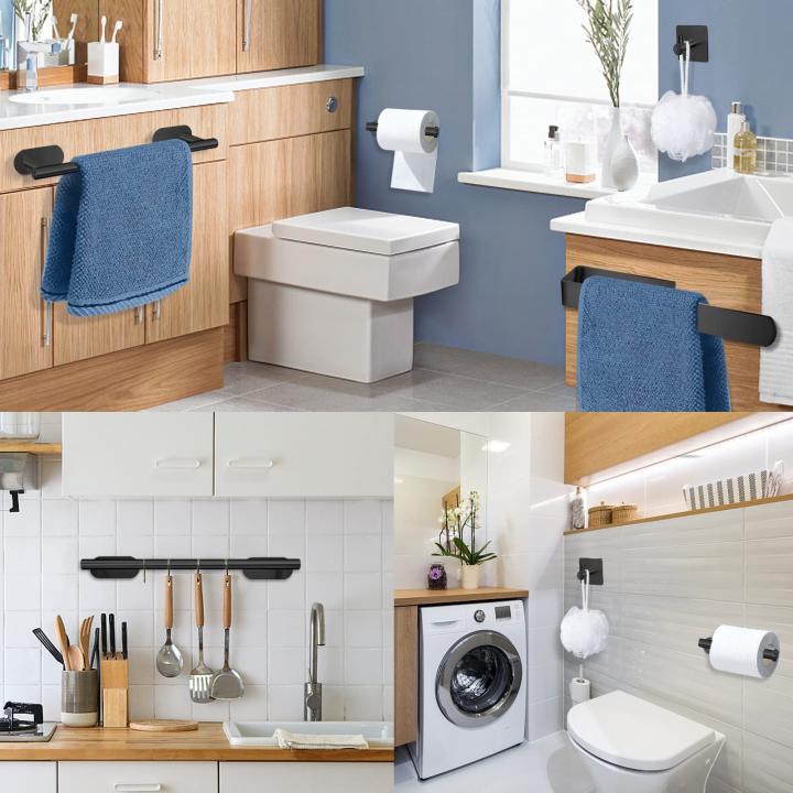 AIKER Handdoekrek, 8-Delig Handdoekrek Zonder Boorset, Verdikte Hoogwaardige 304 Roestvrijstalen Badkamerkithaak, Zelfklevend, Ideaal Voor Badkamer, Toilet, Keuken, Kantoor