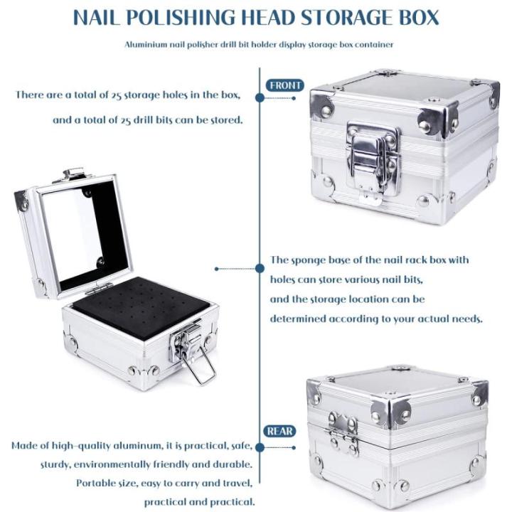 Nail Boor Houder, 25 Gaten Nail Salon Organisatoren Manicure Gereedschap Nail Polijsten Hoofden Opbergdoos voor Nail Boor, Draagbare en Duurzame Nail Boor Case