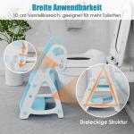 Toiletbril voor kinderen met trap, 2-in-1 babytoiletbril met opstapkruk, driehoekige standaard, stabiele potjetrainer met verstelbare trede en zithoogte, PU gevoerd, vergrote trede