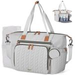 Luiertas met fopspeentas en aankleedonderlegger, schoudertas, multifunctionele babytas voor grote reis-luiertas voor mama en papa, geïsoleerde tassen (grijs)