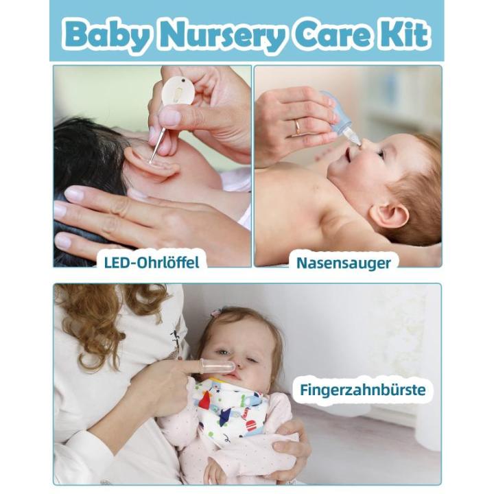 Babyverzorgingsset 15-delige babyverzorgingsset pasgeborenen met koortsthermometer neuszuiger kam nagelschaar baby eerste uitrusting verzorgingsset voor pasgeborenen (grijs)