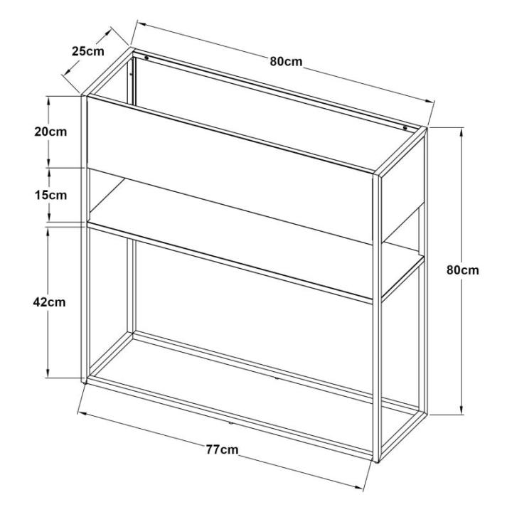 Plantenstandaard Joensuu bloemenstandaard met plank verhoogde plantenbak kruidenbed bloembak van staal 80x80x25 cm zwart