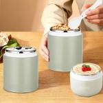 Mueslibeker To Go met deksel, roestvrijstalen pap beker 680 ml, lekvrije yoghurtbeker to go met lepel en deksel, dubbellaags, lekvrije yoghurtbeker, perfect voor werk (roze + groen