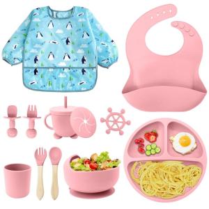 Babyborden, 12 stuks babymaaltijdset (roze)