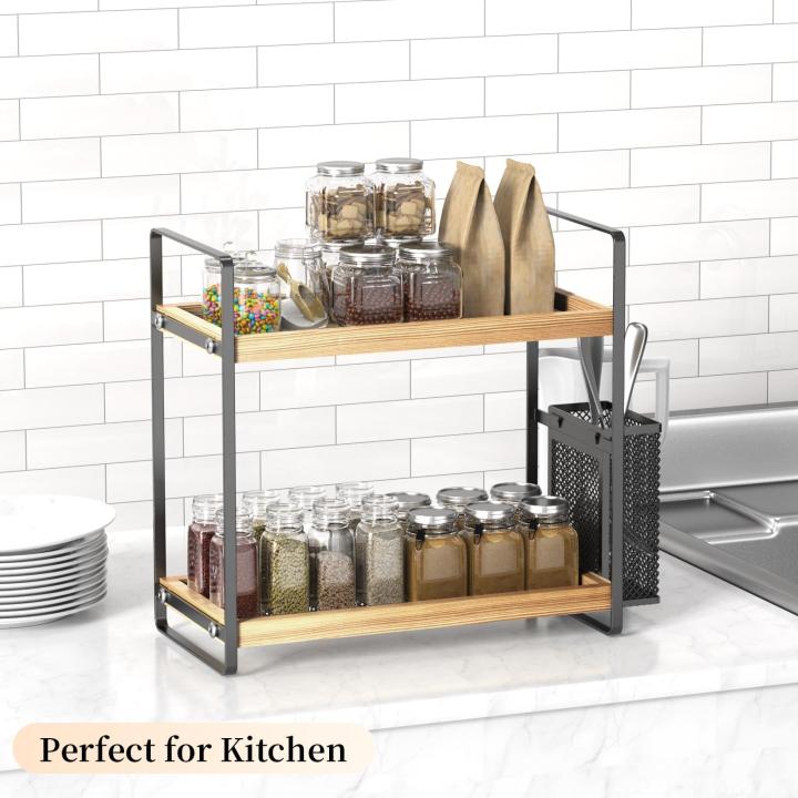 LEMIKKLE Make-up huidverzorging parfum organizer voor ijdelheid, badkamer organizer aanrecht, kruidenrek 2-laags houten lade organizer, toonbank organisatie en opslag voor dressoir, ijdelheid,